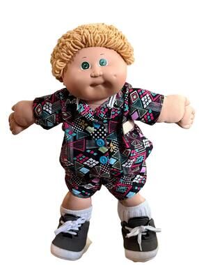 Vintage Cabbage Patch Kids Doll Head Mold #3 Blonde Yarn Hair Green Eyes